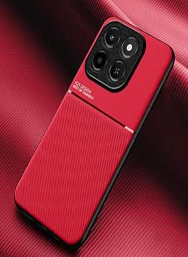 fascination phone case compatible with Honor X7D Classic shockproof silicone soft tpu leather hard pc mobile phone Magnetic Shockproof PC + TPU Phone Case for Honor X7D (Red)